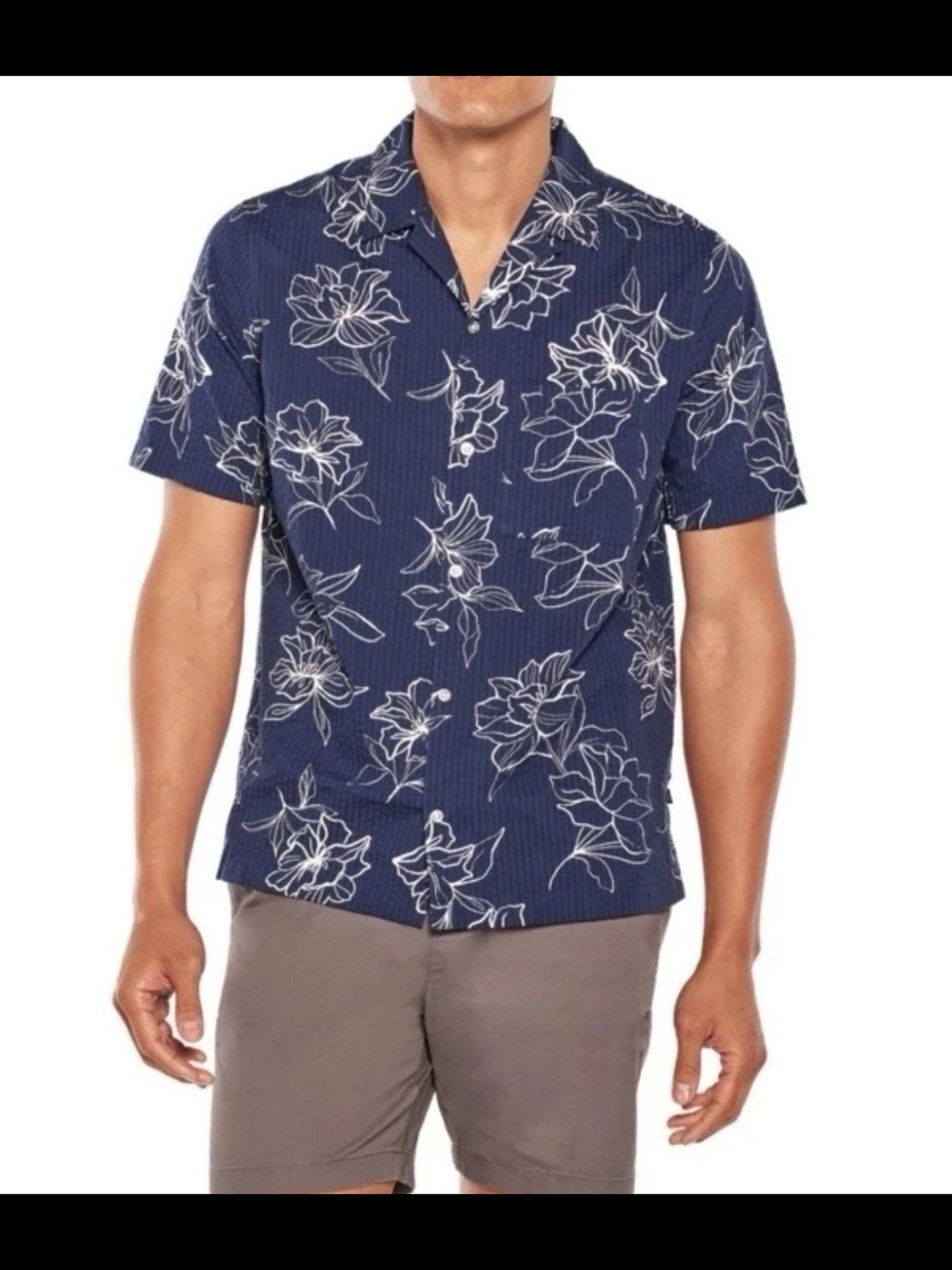 Gap Men's Short Sleeve Seersucker Vacay Shirt Size M Blue Floral